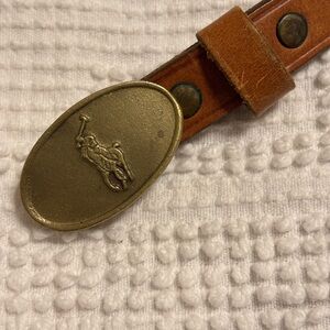 Ralph Lauren Tan Leather Belt with Brass Buckle